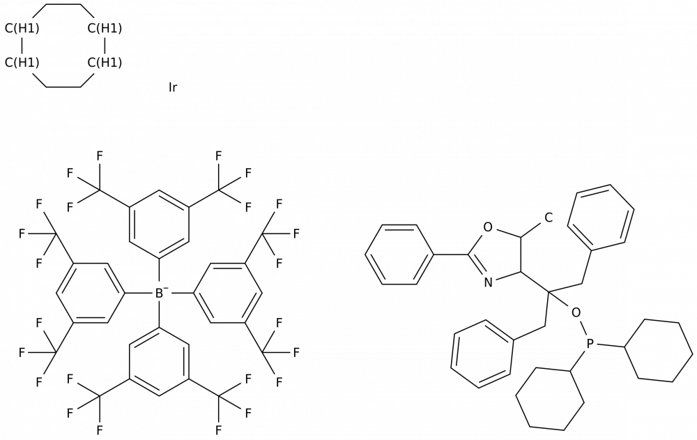 ((4S,5S)-(-)-O-[1-Benzyl-1-(5-methyl-2-phenyl-4,5-dihydrooxazol-4-yl)-2-phenylethyl]-dicyclohexylphosphinite)(1,5-COD)iridium(I ) тетракис (3,5-бис(трифторметил)фенилборат, мин. 97% (S, S)-[COD]Ir[c в России